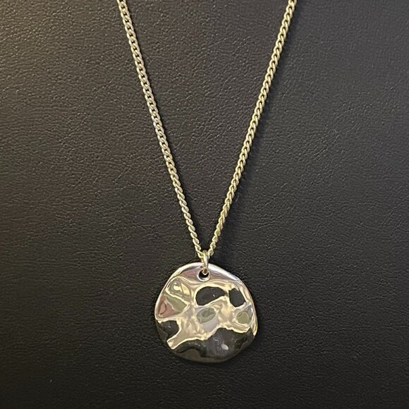 Chloe + Isabel Silver Hammered Disk Necklace - Picture 2 of 5